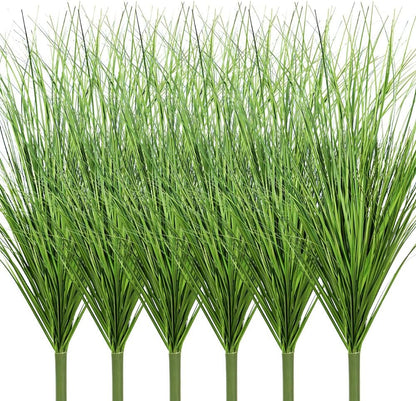 Artificial Plants 6PCS 27“ Fake Tall Onion Grass Faux Plant,Artificial Grass Greenery Shrubs Bushes for Garden Porch Window Box Shop Office Home Décor