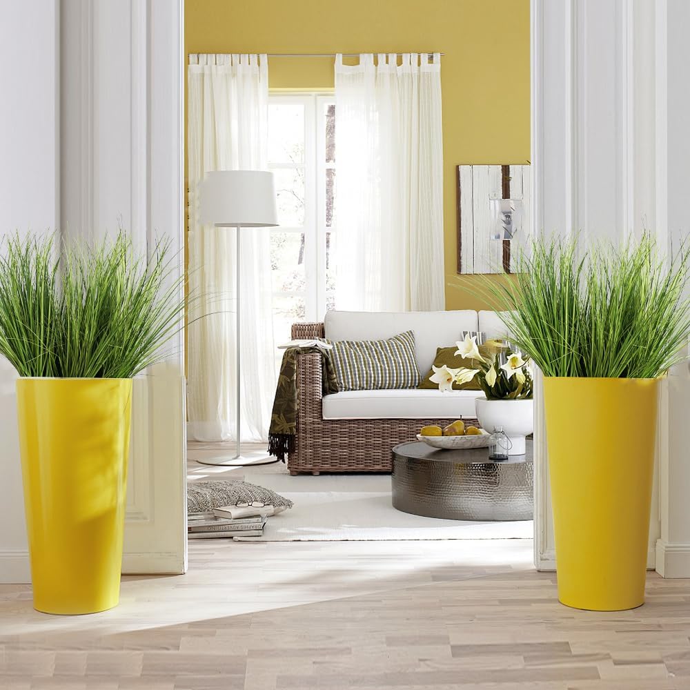 Artificial Plants 6PCS 27“ Fake Tall Onion Grass Faux Plant,Artificial Grass Greenery Shrubs Bushes for Garden Porch Window Box Shop Office Home Décor