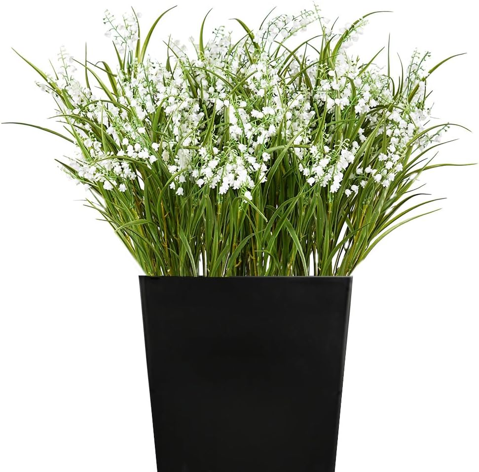 Artificial Plants 6PCS 27“ Fake Tall Onion Grass Faux Plant,Artificial Grass Greenery Shrubs Bushes for Garden Porch Window Box Shop Office Home Décor
