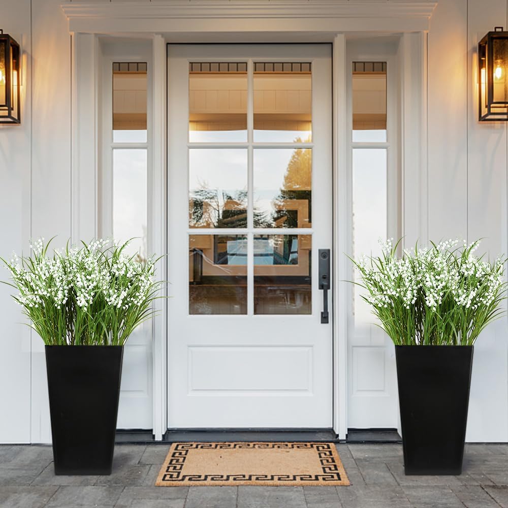 Artificial Plants 6PCS 27“ Fake Tall Onion Grass Faux Plant,Artificial Grass Greenery Shrubs Bushes for Garden Porch Window Box Shop Office Home Décor