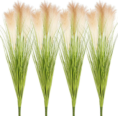 Artificial Plants 6PCS 27“ Fake Tall Onion Grass Faux Plant,Artificial Grass Greenery Shrubs Bushes for Garden Porch Window Box Shop Office Home Décor