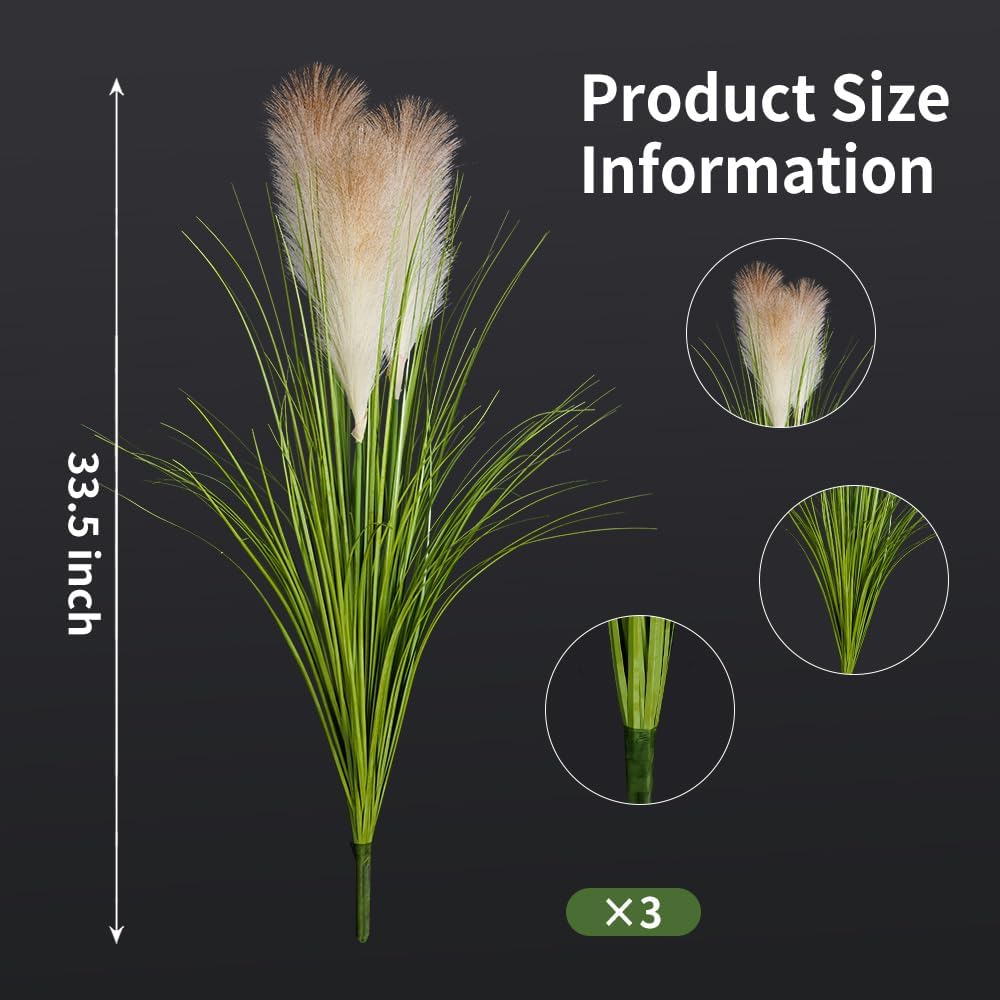 Artificial Plants 6PCS 27“ Fake Tall Onion Grass Faux Plant,Artificial Grass Greenery Shrubs Bushes for Garden Porch Window Box Shop Office Home Décor