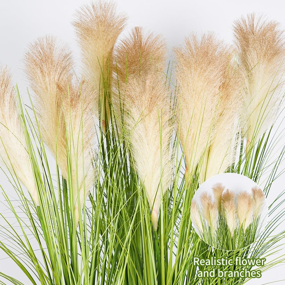Artificial Plants 6PCS 27“ Fake Tall Onion Grass Faux Plant,Artificial Grass Greenery Shrubs Bushes for Garden Porch Window Box Shop Office Home Décor