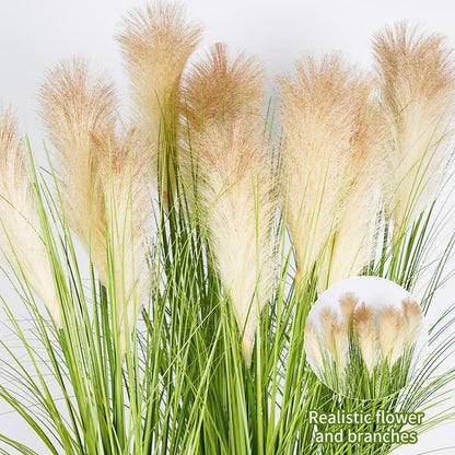 Artificial Plants 6PCS 27“ Fake Tall Onion Grass Faux Plant,Artificial Grass Greenery Shrubs Bushes for Garden Porch Window Box Shop Office Home Décor
