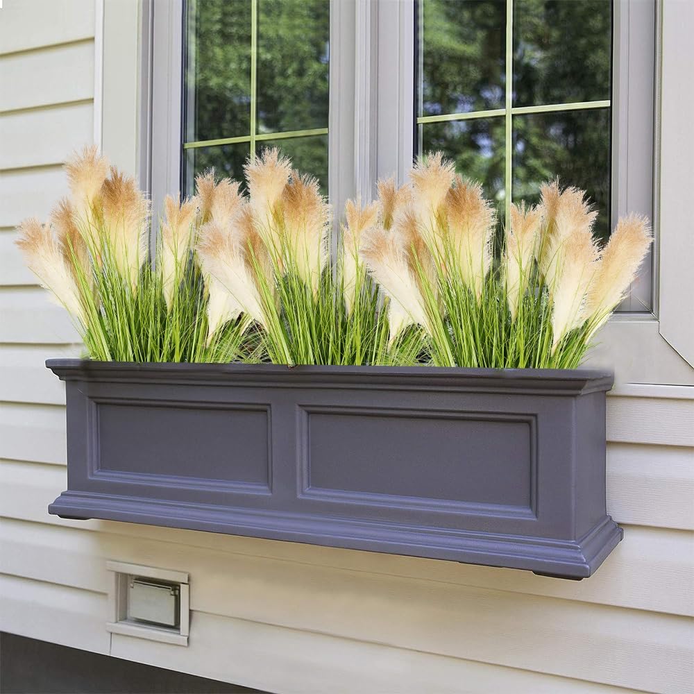 Artificial Plants 6PCS 27“ Fake Tall Onion Grass Faux Plant,Artificial Grass Greenery Shrubs Bushes for Garden Porch Window Box Shop Office Home Décor