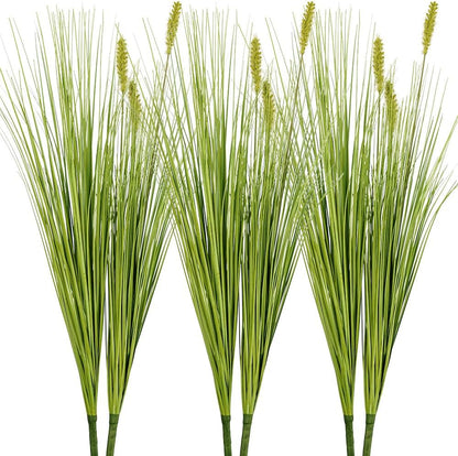Artificial Plants 6PCS 27“ Fake Tall Onion Grass Faux Plant,Artificial Grass Greenery Shrubs Bushes for Garden Porch Window Box Shop Office Home Décor