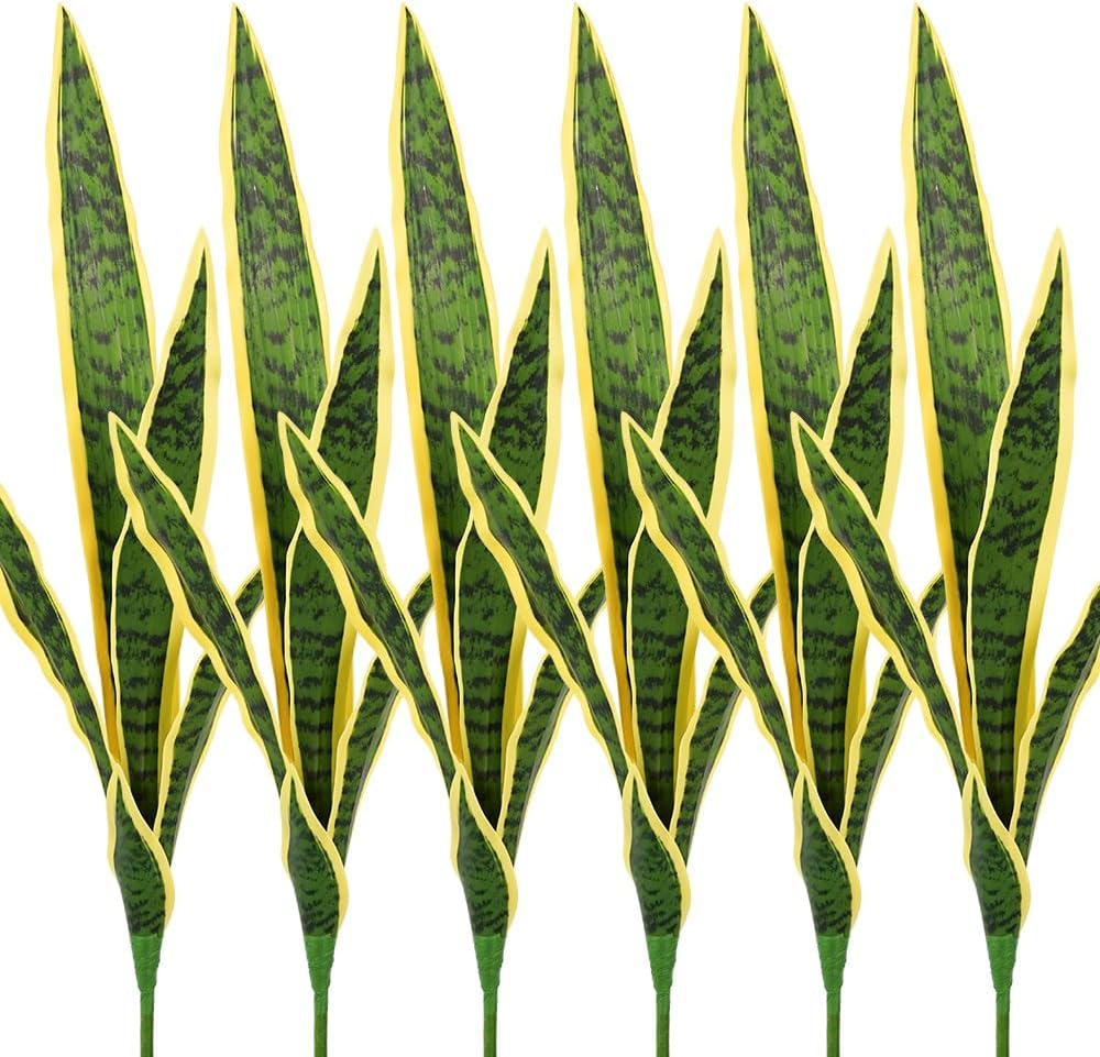 Artificial Plants 6PCS 27“ Fake Tall Onion Grass Faux Plant,Artificial Grass Greenery Shrubs Bushes for Garden Porch Window Box Shop Office Home Décor