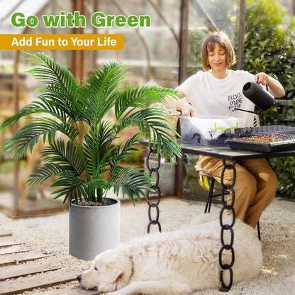 4ft Artificial Areca Palm Tree Plant, 47in Fake Cane Palm, Dypsis Lutescens | Realistic Faux Silk Foliage, Lifelike Modern Decor, Indoor Outdoor Styling for Offices, Homes, Patios and Gardens