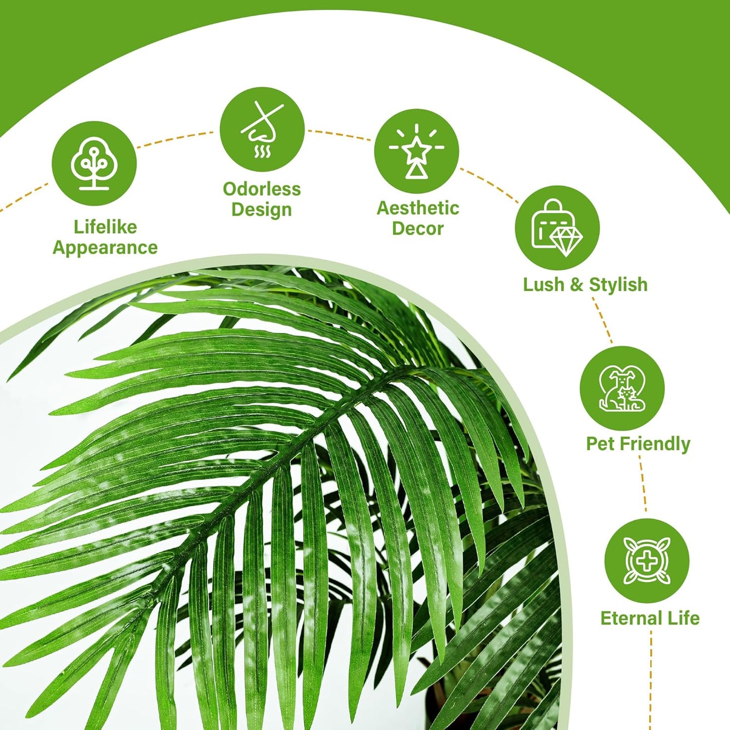 4ft Artificial Areca Palm Tree Plant, 47in Fake Cane Palm, Dypsis Lutescens | Realistic Faux Silk Foliage, Lifelike Modern Decor, Indoor Outdoor Styling for Offices, Homes, Patios and Gardens