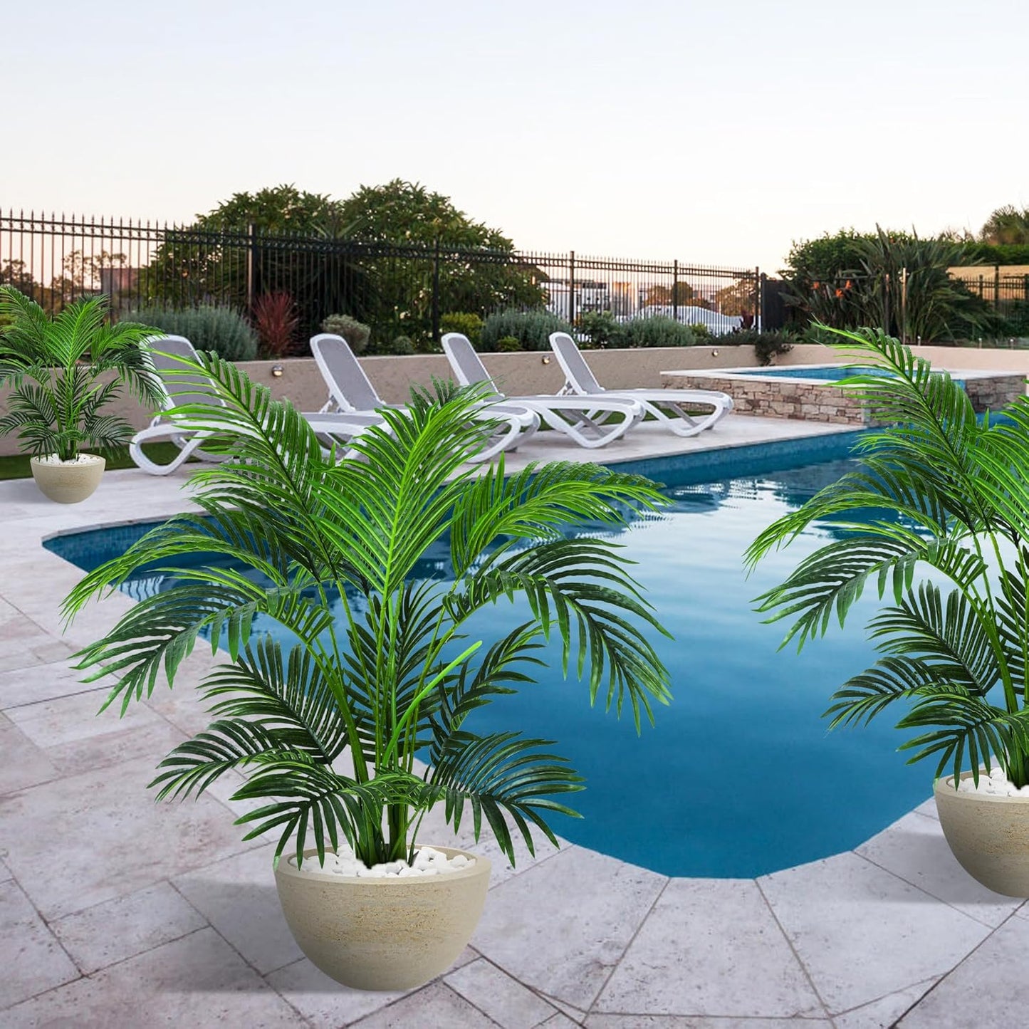 4ft Artificial Areca Palm Tree Plant, 47in Fake Cane Palm, Dypsis Lutescens | Realistic Faux Silk Foliage, Lifelike Modern Decor, Indoor Outdoor Styling for Offices, Homes, Patios and Gardens