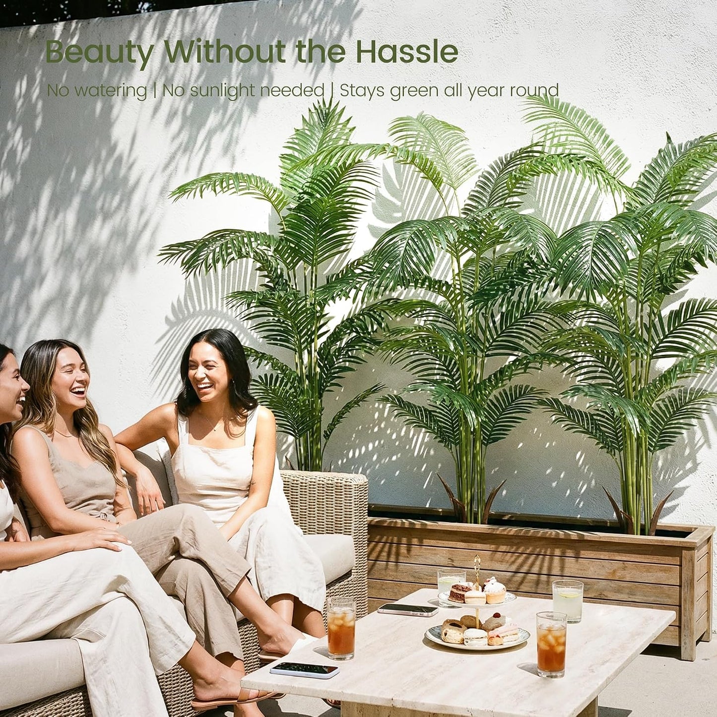 4ft Artificial Areca Palm Tree Plant, 47in Fake Cane Palm, Dypsis Lutescens | Realistic Faux Silk Foliage, Lifelike Modern Decor, Indoor Outdoor Styling for Offices, Homes, Patios and Gardens