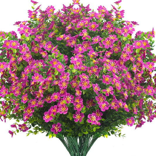 Outdoor Artificial Flowers UV Resistant & Fade Proof, 12 Pack Realistic Fake Flowers for Garden, Patio, Lawn Decor - Weatherproof Plastic Plants (White)