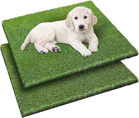 2 Pack Grass Pee Pads for Dogs Potty, Reusable Artificial Grass Mat for Puppy & Cats (26inx30in) | Grass Mat with Drainage Holes, Indoor Outdoor Flooring Fake Grass Doormat-Easy to Clean 25.9"x30"