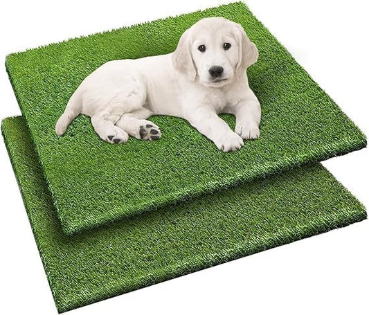 2 Pack Grass Pee Pads for Dogs Potty, Reusable Artificial Grass Mat for Puppy & Cats (26inx30in) | Grass Mat with Drainage Holes, Indoor Outdoor Flooring Fake Grass Doormat-Easy to Clean 25.9"x30"