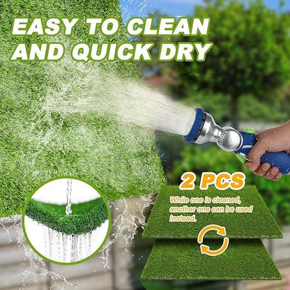 2 Pack Grass Pee Pads for Dogs Potty, Reusable Artificial Grass Mat for Puppy & Cats (26inx30in) | Grass Mat with Drainage Holes, Indoor Outdoor Flooring Fake Grass Doormat-Easy to Clean 25.9"x30"