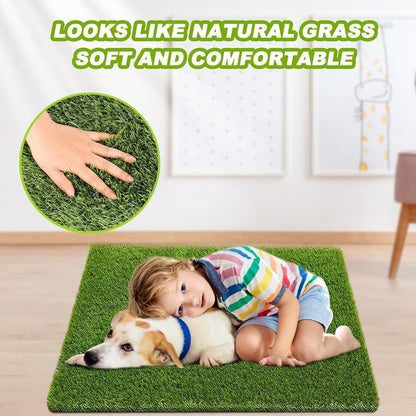 2 Pack Grass Pee Pads for Dogs Potty, Reusable Artificial Grass Mat for Puppy & Cats (26inx30in) | Grass Mat with Drainage Holes, Indoor Outdoor Flooring Fake Grass Doormat-Easy to Clean 25.9"x30"