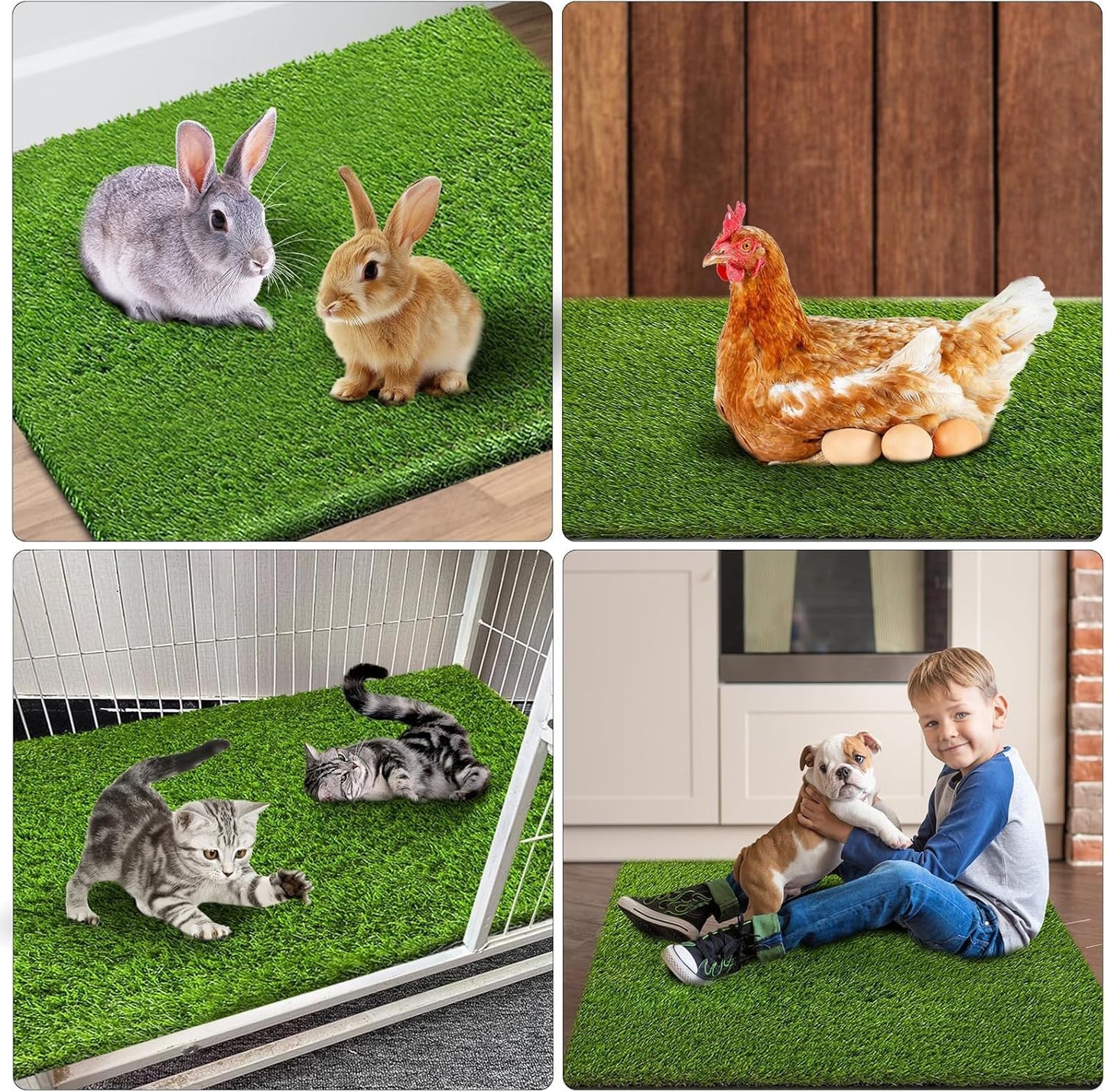 2 Pack Grass Pee Pads for Dogs Potty, Reusable Artificial Grass Mat for Puppy & Cats (26inx30in) | Grass Mat with Drainage Holes, Indoor Outdoor Flooring Fake Grass Doormat-Easy to Clean 25.9"x30"