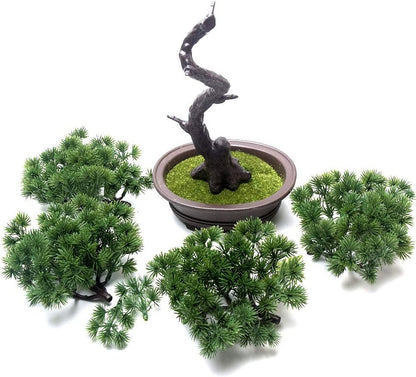 Artificial Bonsai Pine Tree, 11Inch Faux Potted Plant Desk Display Fake Tree Pot Ornaments, Japanese Cedar Bonsai Plant for Home, Office Decoration