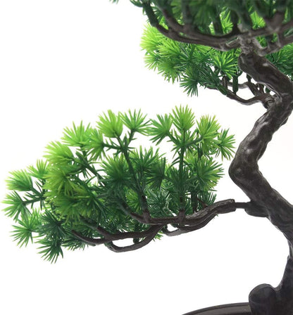 Artificial Bonsai Pine Tree, 11Inch Faux Potted Plant Desk Display Fake Tree Pot Ornaments, Japanese Cedar Bonsai Plant for Home, Office Decoration