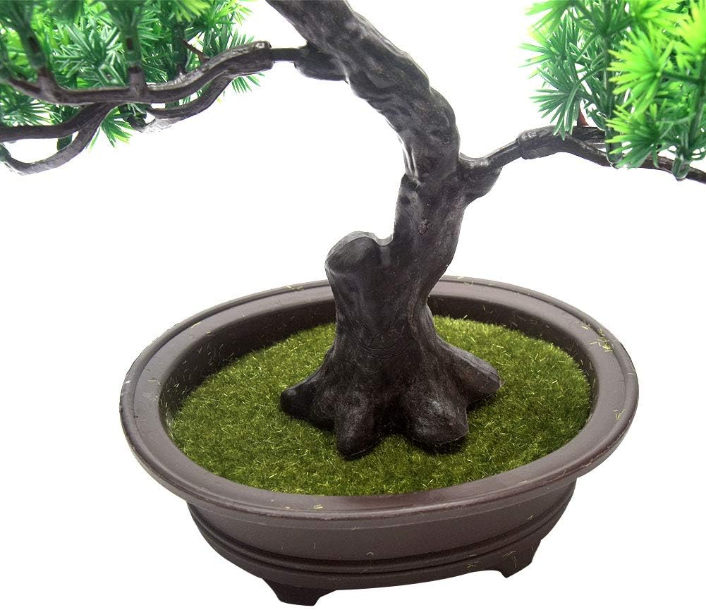 Artificial Bonsai Pine Tree, 11Inch Faux Potted Plant Desk Display Fake Tree Pot Ornaments, Japanese Cedar Bonsai Plant for Home, Office Decoration