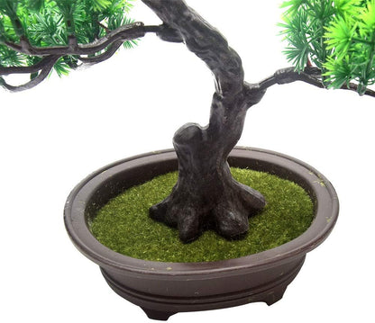 Artificial Bonsai Pine Tree, 11Inch Faux Potted Plant Desk Display Fake Tree Pot Ornaments, Japanese Cedar Bonsai Plant for Home, Office Decoration