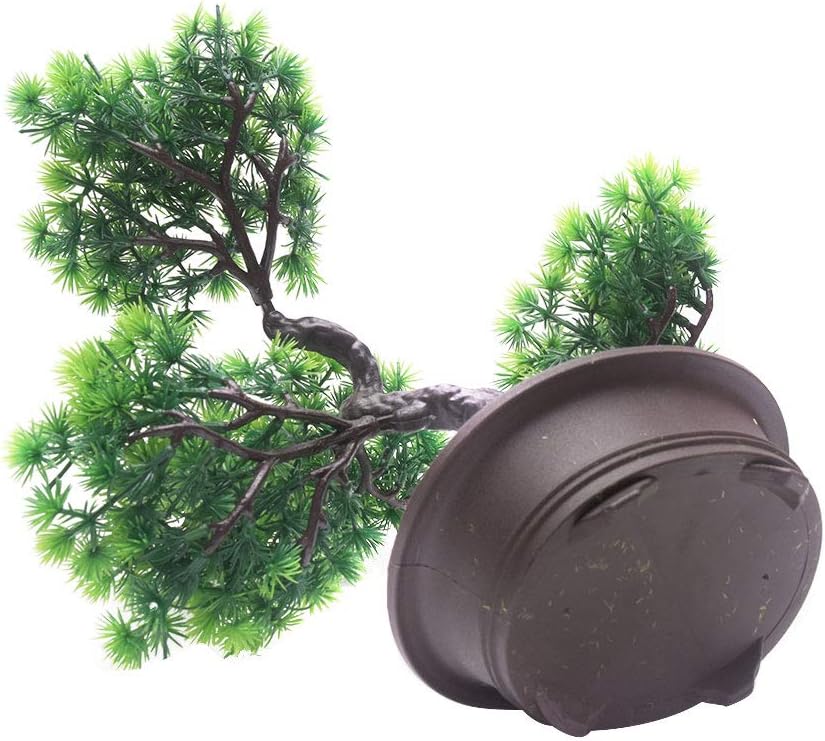Artificial Bonsai Pine Tree, 11Inch Faux Potted Plant Desk Display Fake Tree Pot Ornaments, Japanese Cedar Bonsai Plant for Home, Office Decoration