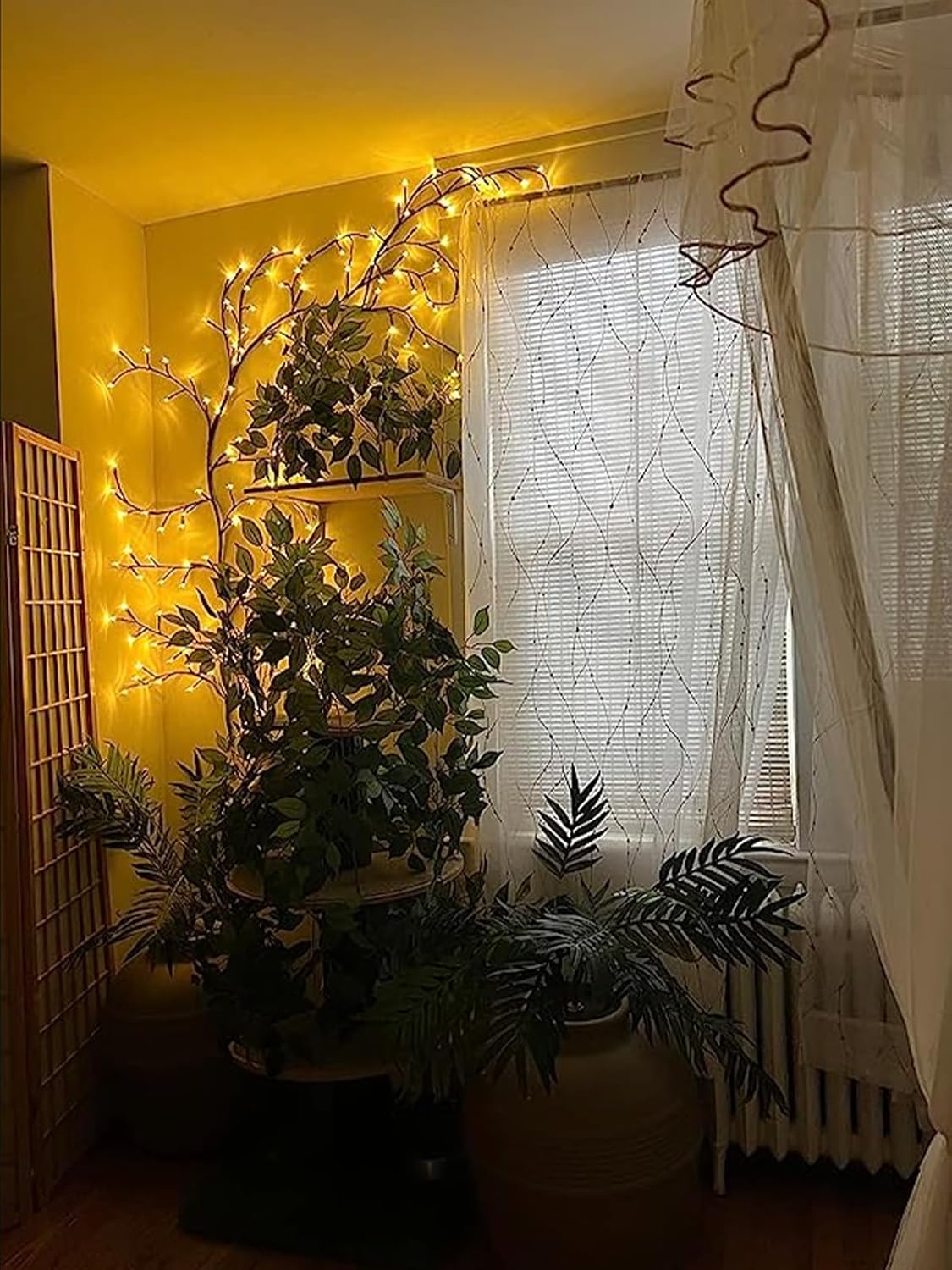 2PCS Enchanted Willow Vine Lights for Home Decor,Flexible DIY Lighted Branches with Remote On/Off Timer Dimmer,7.5FT Lighted Willow Vine 144LEDs for Bedroom Aesthetic Living Room Decor,Brown