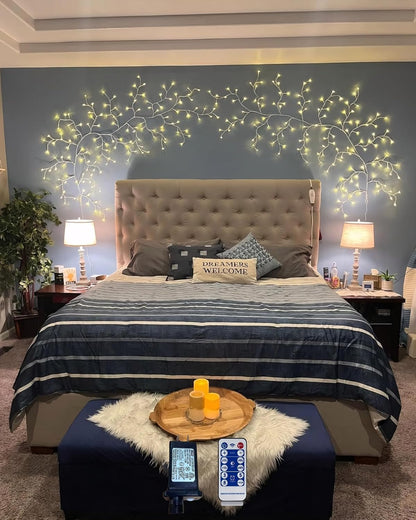 2PCS Enchanted Willow Vine Lights for Home Decor,Flexible DIY Lighted Branches with Remote On/Off Timer Dimmer,7.5FT Lighted Willow Vine 144LEDs for Bedroom Aesthetic Living Room Decor,Brown