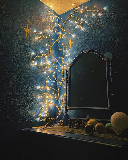 2PCS Enchanted Willow Vine Lights for Home Decor,Flexible DIY Lighted Branches with Remote On/Off Timer Dimmer,7.5FT Lighted Willow Vine 144LEDs for Bedroom Aesthetic Living Room Decor,Brown