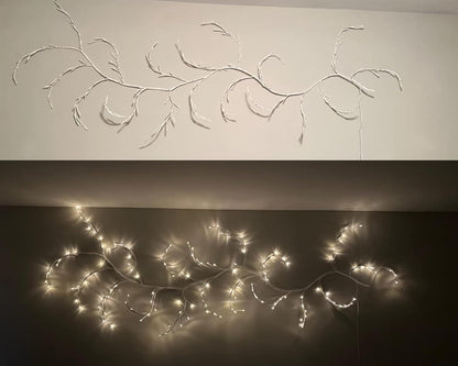 2PCS Enchanted Willow Vine Lights for Home Decor,Flexible DIY Lighted Branches with Remote On/Off Timer Dimmer,7.5FT Lighted Willow Vine 144LEDs for Bedroom Aesthetic Living Room Decor,Brown