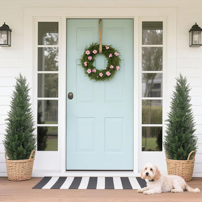 Artificial Cedar Topiary Trees, 6FT Topiary Trees Artificial Outdoor UV Resistant, Realistic Potted Fake Pine Plants Shrubs for Front Porch Home Garden Decor, Set of 2
