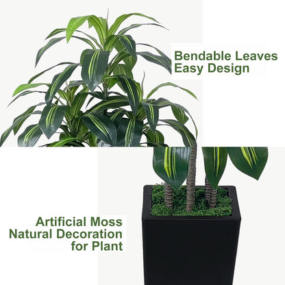7FT Artificial Dracaena Tree, Fake Tree Indoor with Black Tall Planter,Tall Artificial Plants Indoor,Artificial Silk Tree for Home Office Decor (Black)