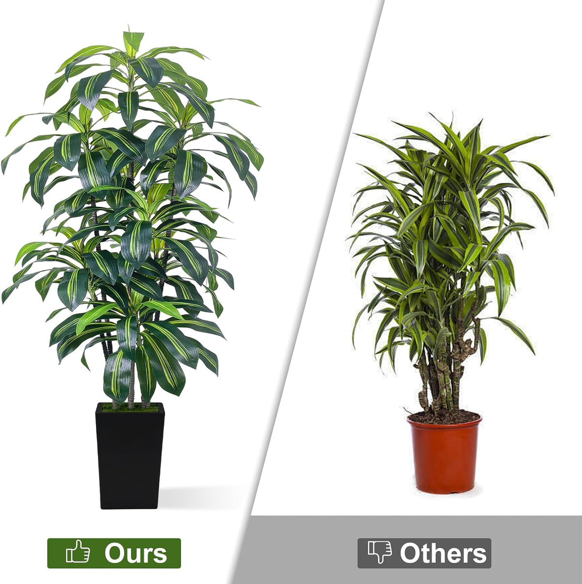 7FT Artificial Dracaena Tree, Fake Tree Indoor with Black Tall Planter,Tall Artificial Plants Indoor,Artificial Silk Tree for Home Office Decor (Black)