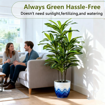 7FT Artificial Dracaena Tree, Fake Tree Indoor with Black Tall Planter,Tall Artificial Plants Indoor,Artificial Silk Tree for Home Office Decor (Black)