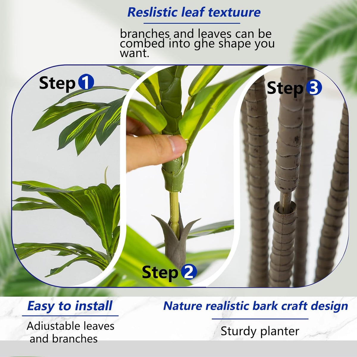7FT Artificial Dracaena Tree, Fake Tree Indoor with Black Tall Planter,Tall Artificial Plants Indoor,Artificial Silk Tree for Home Office Decor (Black)