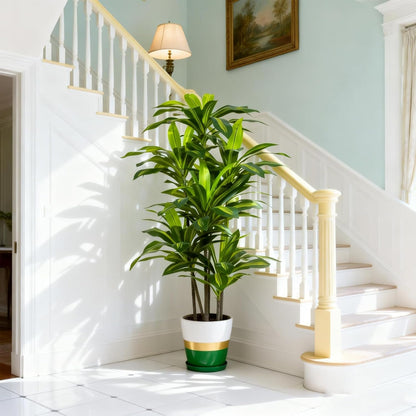 7FT Artificial Dracaena Tree, Fake Tree Indoor with Black Tall Planter,Tall Artificial Plants Indoor,Artificial Silk Tree for Home Office Decor (Black)