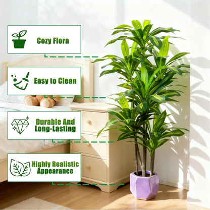 7FT Artificial Dracaena Tree, Fake Tree Indoor with Black Tall Planter,Tall Artificial Plants Indoor,Artificial Silk Tree for Home Office Decor (Black)