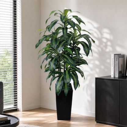 7FT Artificial Dracaena Tree, Fake Tree Indoor with Black Tall Planter,Tall Artificial Plants Indoor,Artificial Silk Tree for Home Office Decor (Black)