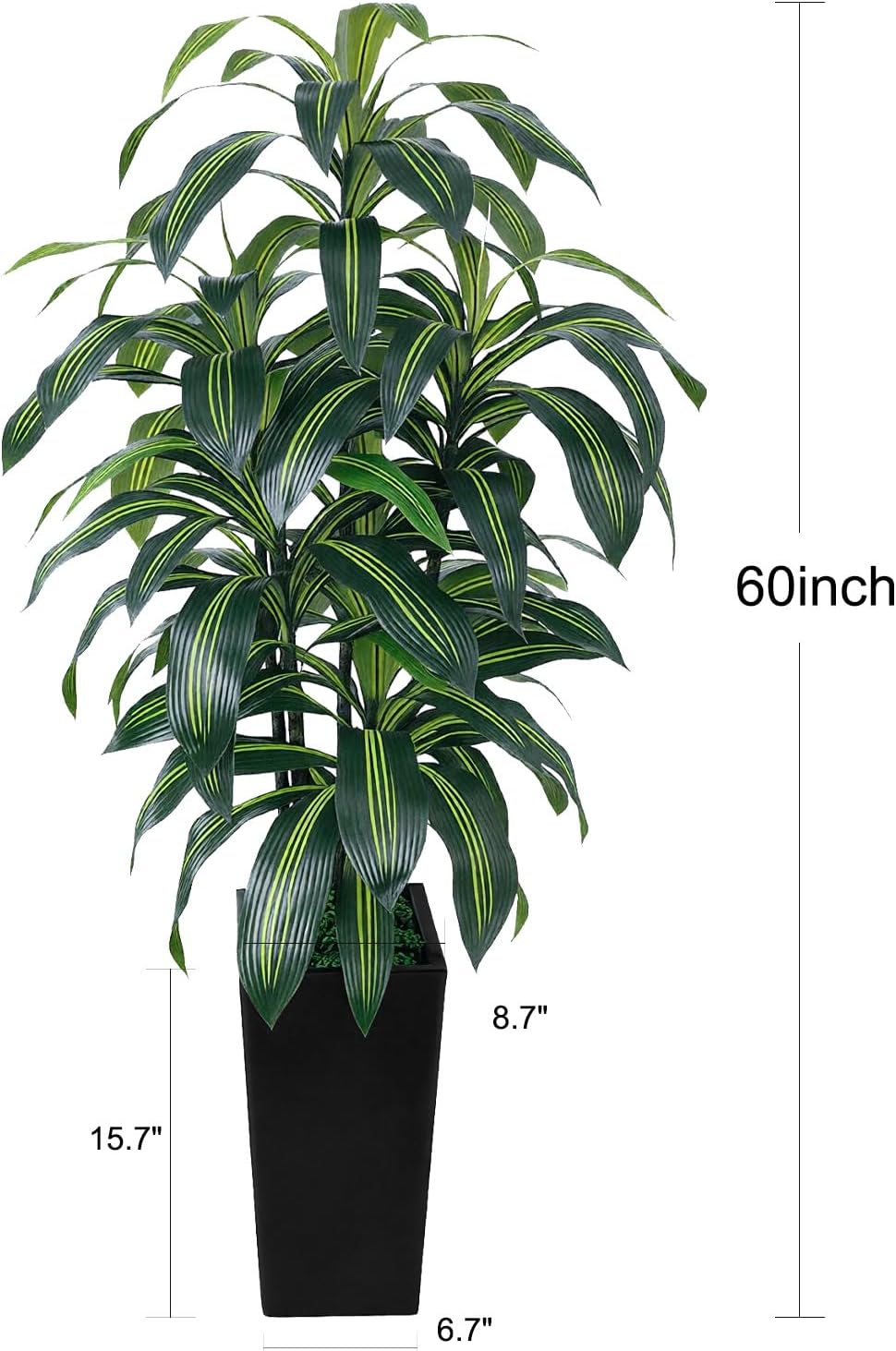 7FT Artificial Dracaena Tree, Fake Tree Indoor with Black Tall Planter,Tall Artificial Plants Indoor,Artificial Silk Tree for Home Office Decor (Black)