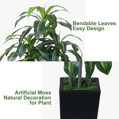 7FT Artificial Dracaena Tree, Fake Tree Indoor with Black Tall Planter,Tall Artificial Plants Indoor,Artificial Silk Tree for Home Office Decor (Black)