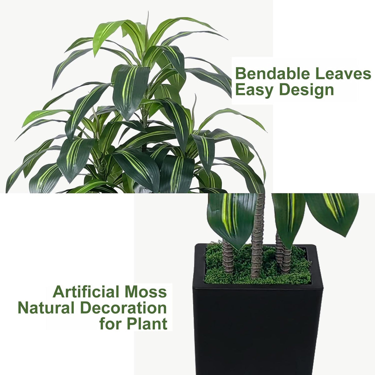 7FT Artificial Dracaena Tree, Fake Tree Indoor with Black Tall Planter,Tall Artificial Plants Indoor,Artificial Silk Tree for Home Office Decor (Black)