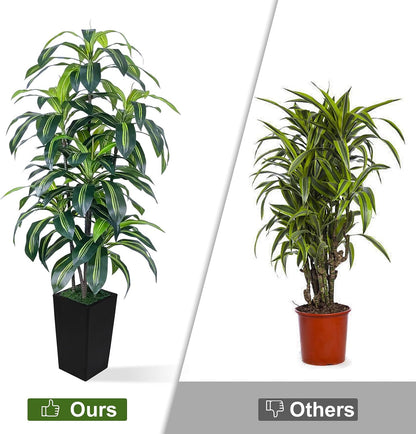 7FT Artificial Dracaena Tree, Fake Tree Indoor with Black Tall Planter,Tall Artificial Plants Indoor,Artificial Silk Tree for Home Office Decor (Black)