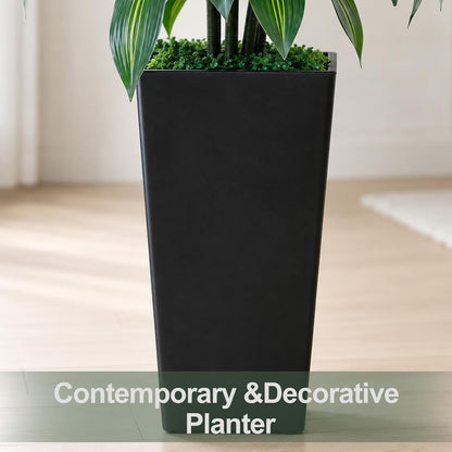 7FT Artificial Dracaena Tree, Fake Tree Indoor with Black Tall Planter,Tall Artificial Plants Indoor,Artificial Silk Tree for Home Office Decor (Black)