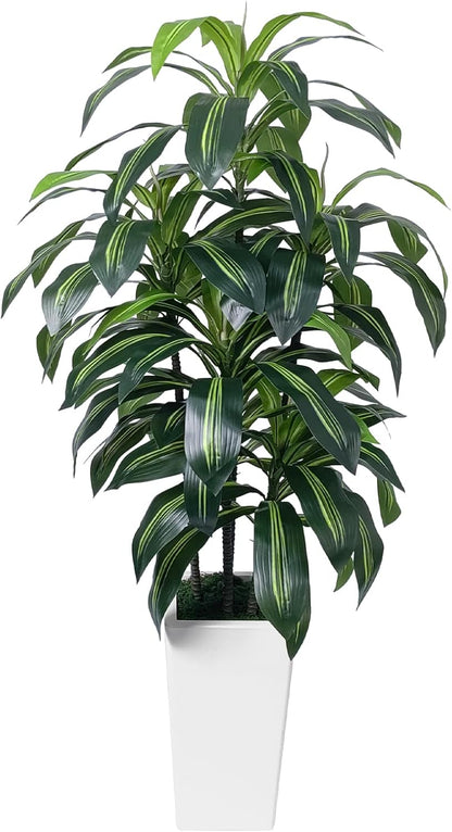 7FT Artificial Dracaena Tree, Fake Tree Indoor with Black Tall Planter,Tall Artificial Plants Indoor,Artificial Silk Tree for Home Office Decor (Black)