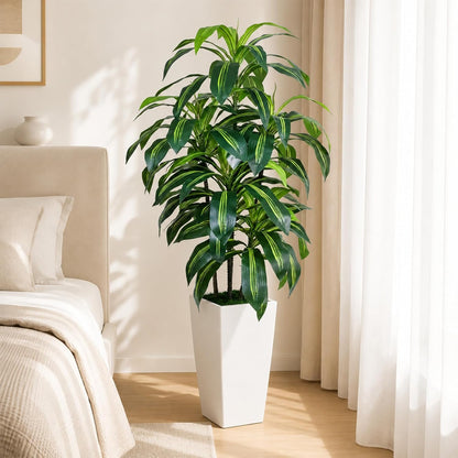 7FT Artificial Dracaena Tree, Fake Tree Indoor with Black Tall Planter,Tall Artificial Plants Indoor,Artificial Silk Tree for Home Office Decor (Black)