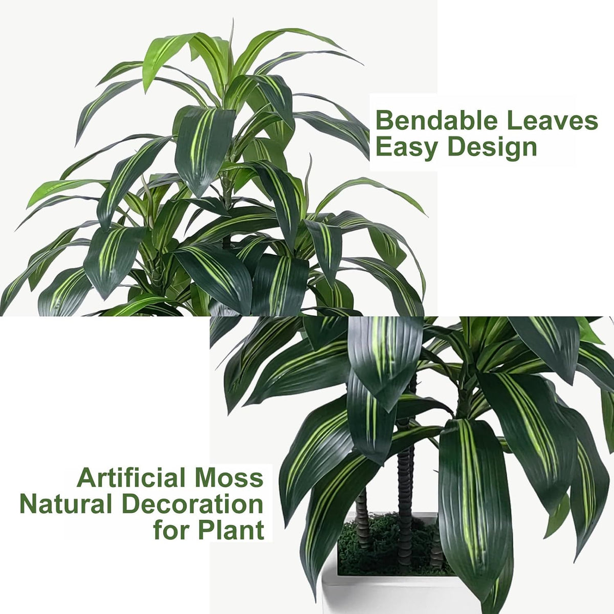 7FT Artificial Dracaena Tree, Fake Tree Indoor with Black Tall Planter,Tall Artificial Plants Indoor,Artificial Silk Tree for Home Office Decor (Black)