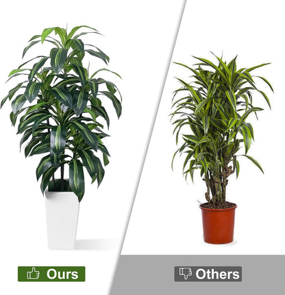 7FT Artificial Dracaena Tree, Fake Tree Indoor with Black Tall Planter,Tall Artificial Plants Indoor,Artificial Silk Tree for Home Office Decor (Black)