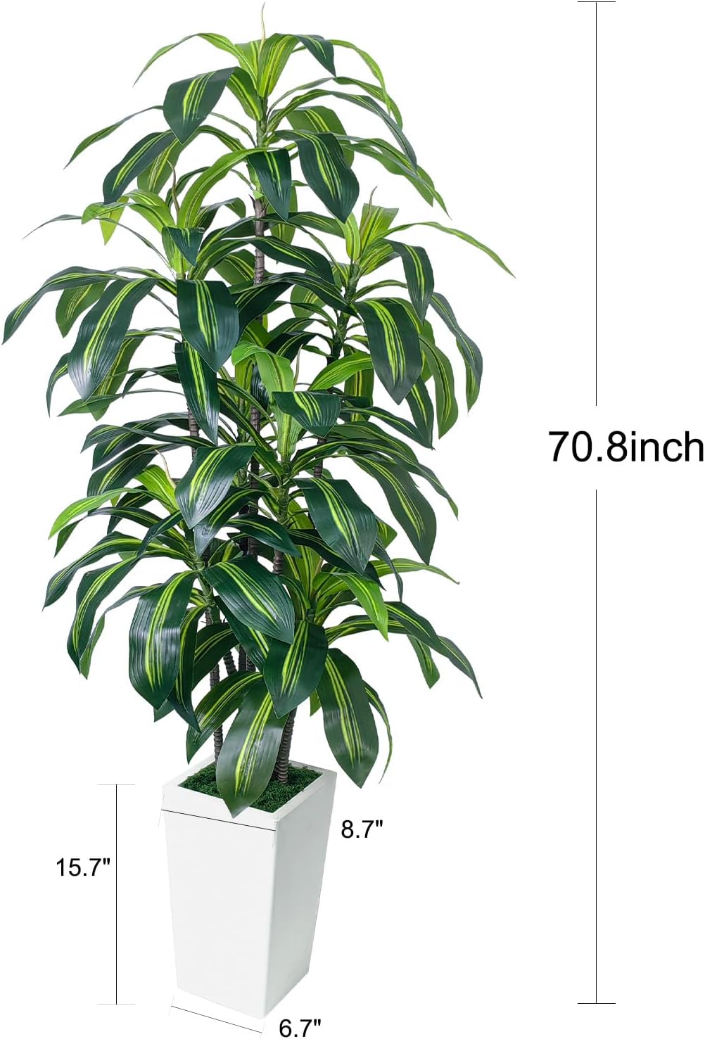 7FT Artificial Dracaena Tree, Fake Tree Indoor with Black Tall Planter,Tall Artificial Plants Indoor,Artificial Silk Tree for Home Office Decor (Black)