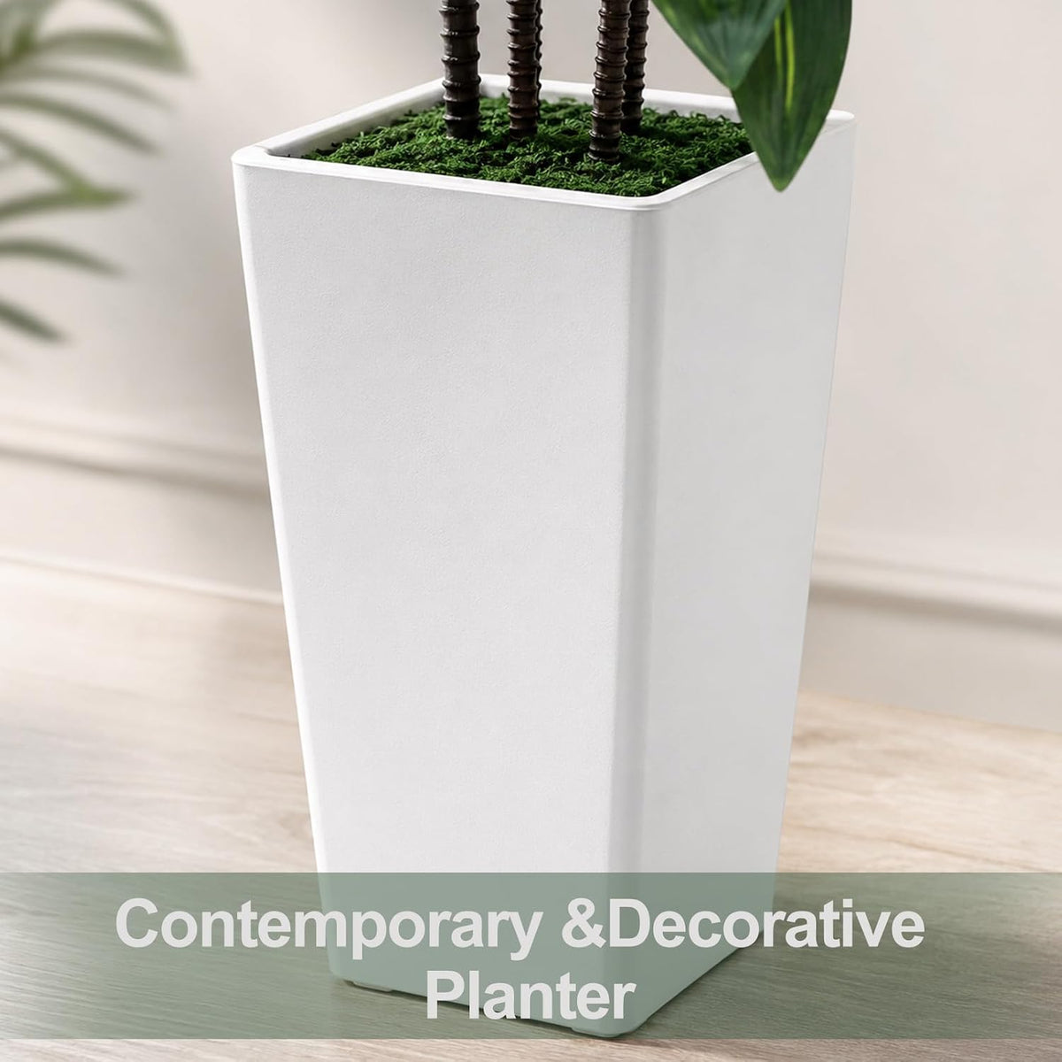 7FT Artificial Dracaena Tree, Fake Tree Indoor with Black Tall Planter,Tall Artificial Plants Indoor,Artificial Silk Tree for Home Office Decor (Black)