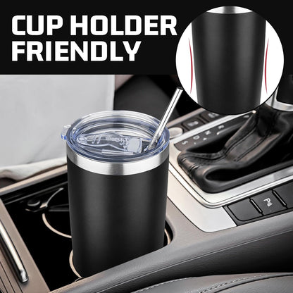 20 oz Tumbler with Lids and Straws, Stainless Steel Insulated Travel Coffee Mug, Double Wall Vacuum Insulated Tumblers, Powder Coated Coffee Tumbler for Cold & Hot Drinks (Yellow)